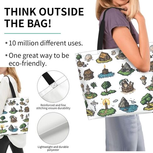 Tote Bag Beach Bag for Women Reusable Grocery Large Shopping Shoulder Bag Travel Handbag in Kuwait