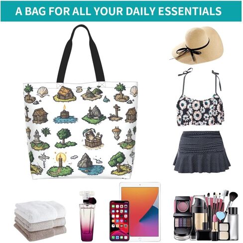 Tote Bag Beach Bag for Women Reusable Grocery Large Shopping Shoulder Bag Travel Handbag in Kuwait