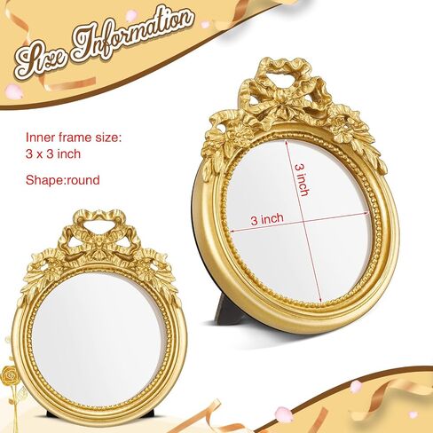 3Ps إطار الصورة الصغيرة إطارات الصور الصغيرة 2.5x3.5 خمر إطارات الصور البيضاوية الذهب خمر الباروك المزخرفة العتيقة إطارات الصور الراتنج إطار بيضاوي الجدول أعلى عرض الإطار ديكور المنزل الزفاف in Kuwait