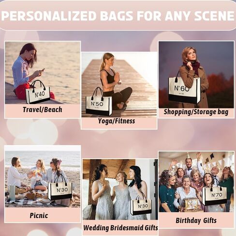 30/40/50th/60th/70th هدية عيد ميلاد القماش حقيبة للنساء ، تذكار Beach Party Birth in Kuwait
