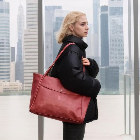 Large Tote Bag for Women Work Vegan Leather Weekender Bag with Zipper Oversize Travel Purses and Handbags in Kuwait