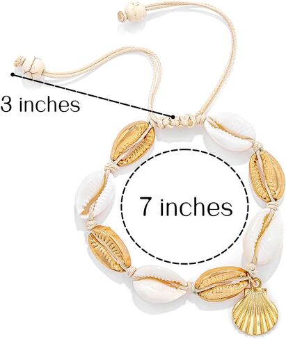 Beaded Anklets Bracelets Boho Turtle Turtle Starffish Whelk Shell Tree of Life String Summer Summer Beach Sandboot Sandals Jewelry for Women in Kuwait