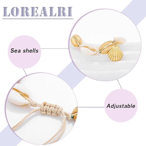 Beaded Anklets Bracelets Boho Turtle Turtle Starffish Whelk Shell Tree of Life String Summer Summer Beach Sandboot Sandals Jewelry for Women in Kuwait