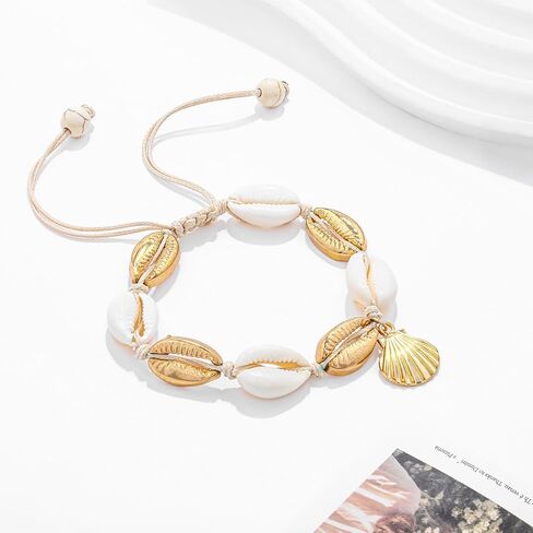 Beaded Anklets Bracelets Boho Turtle Turtle Starffish Whelk Shell Tree of Life String Summer Summer Beach Sandboot Sandals Jewelry for Women in Kuwait