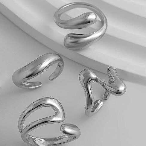 Chunky Silver Rings for Women Non Tarnish Stack Opening Thick Ring Dome Statement Rings Cross Ring in Saudi Arabia