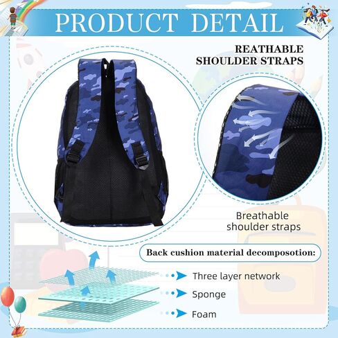 12 Pcs 17 Inch School Backpack Bulk Student Backpack for Teens Boys Girls School Donation Charities (Camouflage) in Kuwait