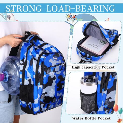 12 Pcs 17 Inch School Backpack Bulk Student Backpack for Teens Boys Girls School Donation Charities (Camouflage) in Kuwait