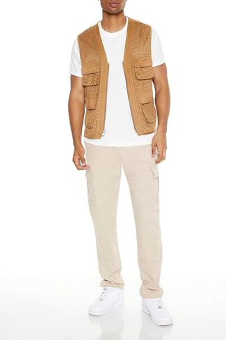 Forever 21 mens Faux Suede Perforated Cargo Vest in Saudi Arabia