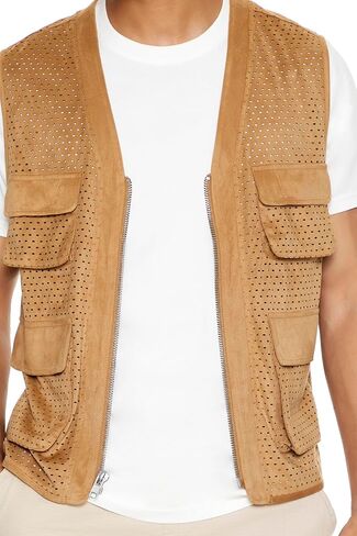 Forever 21 mens Faux Suede Perforated Cargo Vest in Saudi Arabia