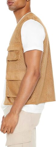Forever 21 mens Faux Suede Perforated Cargo Vest in Saudi Arabia