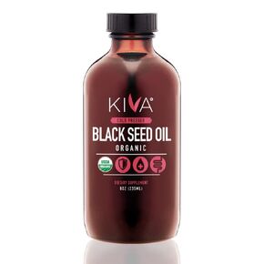 زيت البذور الأسود العضوي kiva-ثيميوكينون 3x عالية 3x (TQ) ، مضغوط بارد ، بذور بذور نيجيلا ساتيفا التركية بنسبة 100 ٪ ، زجاجة زجاجية غير طبيعية-نباتي ، 8 أوقية (235 مل) زجاجة زجاجية