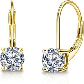 أقراط Moissanite ، من الذهب الأبيض المطلي بالذهب Soild Soild Soild Silver Dangle أقراط 1.0CT-2.0CT D Color Round Round Cut Lab التي تم إنشاؤها Moissanite French Leverback Drop rapring for Women