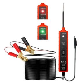 Automotive Power Circuit Tester with 16Ft Test Lead 6-24V DC LED Light Tester Fuse Tester Electric Light Test Pen Light Electrical Diagnostic Tool Short Circuit Finder (Red)