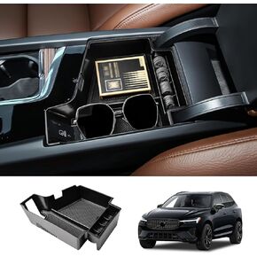 Center Console Organizer Compatible with Volvo XC60 2018-2024/ XC90 2021-2024/ S90 S60 2020-2024/ V60 2019-2024/ V90 2017-2024 Accessories, Armrest Box Insert Tray Storage Box Charging Hole