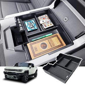 Center Console Organizer Tray Compatible with 2025 2024 2023 2022 GMC Hummer EV Accessories, Armrest Tray For Hummer EV Insert Middle Console Dividers Secondary Storage Box