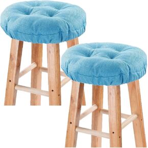 Bar Stool Covers Set of 2, Stool Covers Round with Elastic Band Pad, Soft Stool Seat Covers, Nonslip and Washable, 12 Inch, Light Blue