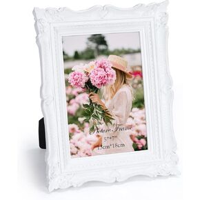 PHAREGE 5x7 Vintage Bronze Picture Frame, 5 by 7 Ornate Antique Picture Frame for Wedding, Retro Photo Frame Displays Horizontally or Vertically On Tabletop