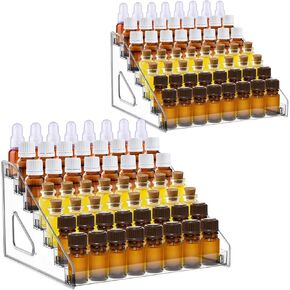 2 Pack 7 Tier Essential Oil Organizer,Clear Essential Oil Holder,Essential Oil Storage Shelf,Essential Oil Collection Display Rack Organizer Holds 5ml 10ml 15ml 30ml Essential Oils