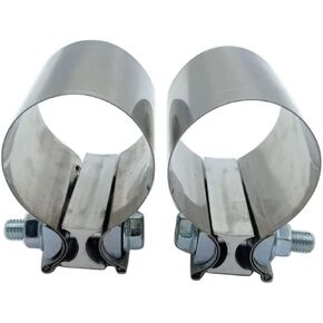 1 Pair 2pcs SHLPDFM 2" Inch Exhaust Band Clamp T304 Stainless Steel Butt Joint Band Exhaust Clamp Sleeve Coupler Universal for the Catback Muffler Downpipe