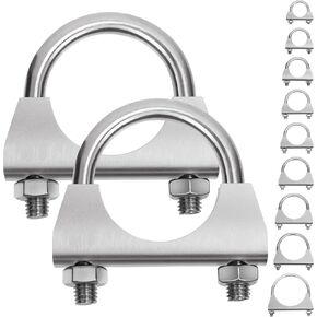 Keadic 2Pcs 1-3/8" U-Bolt Muffler Tip Exhaust Hook 304 Stainless Steel U-Bolt Clamps (35mm)