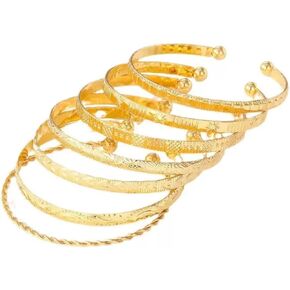 Women's Open Bangles Multi Layer Stackable Cuff Bracelet Set Bohemian Gold Costume Accessories Ladies Gift