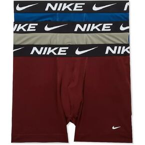 Nike Men's Dri-FIT Essential 3-pack Microfiber 4-Inch Boxer Trunks - Dark Stucco/Court Blue/Dk Team Red, Small