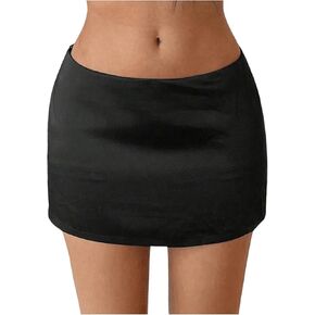 Floerns Women's Low Waist Satin Silk Mini Skirt Zipper Short Skirts