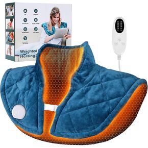 Heating Pad for Neck and Shoulders and Back, Portable Weighted Heating Pad, FSA HSA Eligible, 5 Heat Settings, 4 Auto-Off Timers, Ideal Gift for Women, Men, Mom, Dad for Christmas