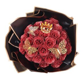 DIY Glitter Roses: باقة الاصطناعية من باقة الزهور المزيفة اللامعة ، مثالية لهدية يوم الأم ، الذكرى السنوية ， حفلات الزفاف - 25 الورد (الوردي)