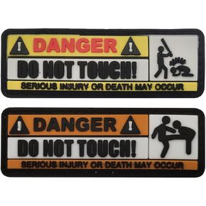 2PCS Danger Patches Do Not Touch PVC Rubber Tactical Morale Patch Hook Backed(01)