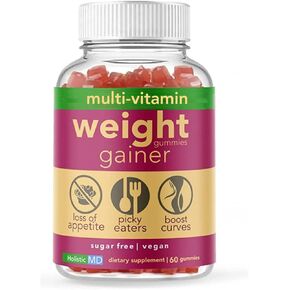 Gainer Gummies for Women Men Elderly and Kids | Clinically Studied Ingredients | 10 in 1 with L-Lysine Gentian Root Vitamin B | Non-GMO Sugar Free Vegan | 60 Count