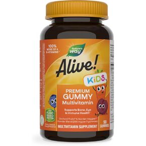 Nature's Way Alive! Children's Premium Gummy Multivitamin, Gluten Free, Made with Pectin, 90 Gummies