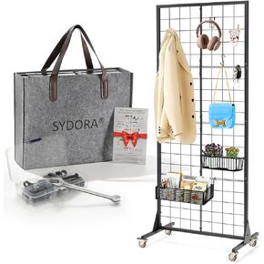 Girdwall Panel Display Stand Detachable 2'×5.2’FT Black Movable Wire Panel | 2.0 Upgraded Set with Portable Bags and 3 Parts New Stability design - Excellent User Experience