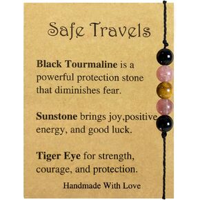 Healing Crystal Bracelet for Women Men Spiritual Crystals Stones Bracelets Protection Good Luck Empath Anxiety Amethyst Natural Stone Bracelet with Message Card Jewelry Gifts