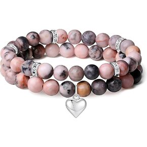 Amethyst Crystal Bracelet Set for Women, Purple Gemstone Healing Bracelet with Butterfly Charm