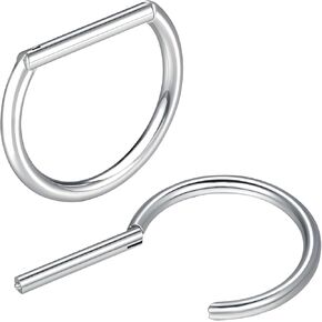 2PCS Titanium Steel D حلقات الحلمة على شكل 14 جرامًا للمجوهرات الثابتة الحلمة ، خاتم الفرس المقطوع 12 مم أرقام حلمة للنساء ، اللون الصلب
