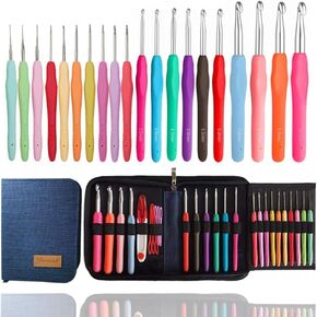 Yarniss 20 Sizes Crochet Hooks Complete Set,0.5mm-10mm Ergonomic Crochet Hooks with Case for Arthritic Hands