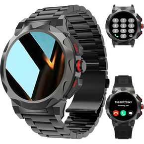 Smart Watch Men 1.85" HD Screen Bluetooth Watches Sport Fitness Tracker Man Silver Stainless Steel IP67 Waterproof smartwatches for iPhone Android