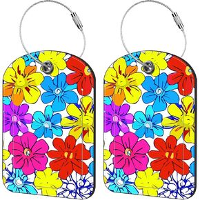 2 Pack Cute Luggage Tag for Suitcases Colorful Butterfly Leather Luggage Tags with Stainless Steel Loop Privacy Flap Name Tags,Men and Women Travel Bag Suitcase Tags in Kuwait