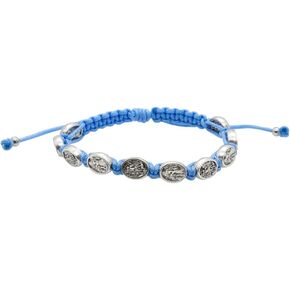 Saint Michael and Guardian Angel Medal Bracelet with Adjustable Light Blue Cord | Catholic Devotional Jewelry | Great Catholic Gift for Confirmation and Graduation