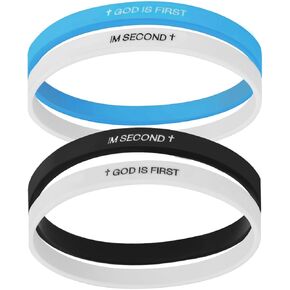 4PCS GOD IS FIRST IM SECOND Bracelet: Faith Priority Bracelet Engraved Cross Silicone Wristband for Daily Encouragement - Spiritual Reminder Baptism Gifts