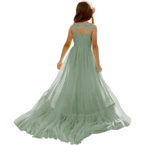 MCieloLuna Boho Flower Girl Dress for Wedding 2025 Floor Length Elegant Lace Applique First Communion Dresses in Kuwait