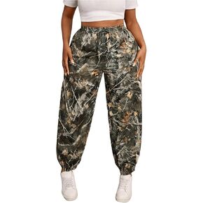 COZYEASE Women's Plus Size Camo Joggers Drawstring High Waisted Baggy Sweatpants Workout Sports Pants