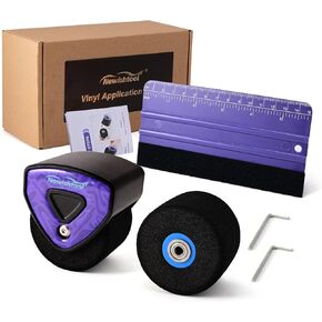 NEWISHTOOL Heat-Resistant Vinyl Application Tool, Aluminum Alloy Handle Sponge Seam Roller with Spare Foam and Felt Squeegee for Decal Vinyl Wrapping Over Rivets, Contours, Textured and Uneven Surface