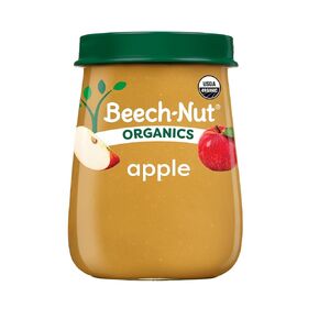 Beech-Nut Organic Baby Food Jars, Organic Apple Puree, Stage 1 Baby Food for Babies 4 Months and Up, Non-GMO, 4oz Glass Jars, 10ct