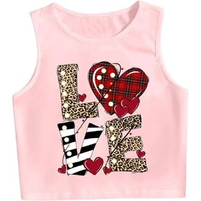SHENHE Girl's Letter Print Tank Top Sleeveless Crew Neck Loose Casual Graphic Tees