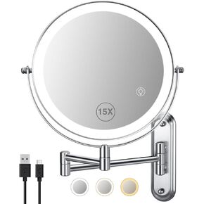 Wall Mounted Makeup Mirror, 1x/20x Magnifying Mirror with 8.5" Double Sided, Vanity Makeup Mirror for Bathroom, Brushed Nickel