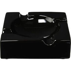 8" HankStar Large Black Ceramic Cigar Ashtray for Patio/Outdoor Use (4 Cigar Rest)