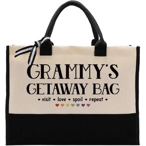 حقيبة حمل Cotton Canvas لـ Grammy's Getaway - Beach Beach وحقيبة التسوق القابلة لإعادة الاستخدام - هدية للسيدات للجدة