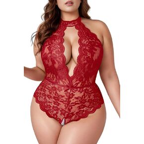 JuicyRose Women Plus Size Plunge Teddy Lingerie, Sexy Backless Bodysuit Club Rave Outfits in Kuwait